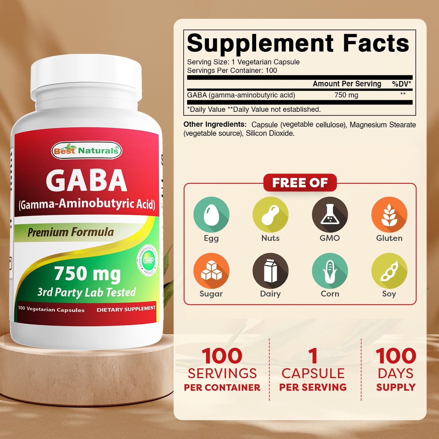 Side view of bottle showing 100 veggie caps and label