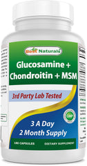 Front view of Best Naturals Glucosamine Chondroitin MSM bottle