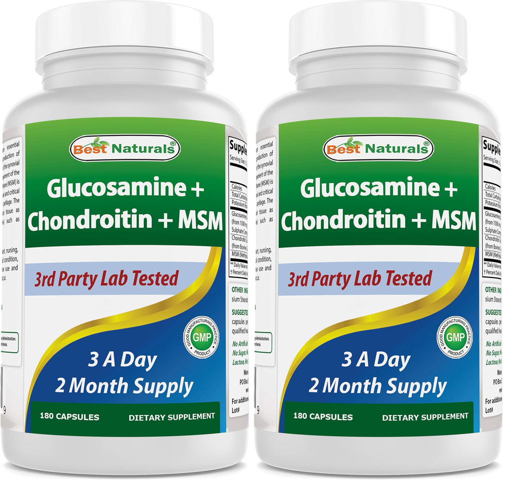 Bottle of Best Naturals Glucosamine Chondroitin MSM 180-count Pack of 2