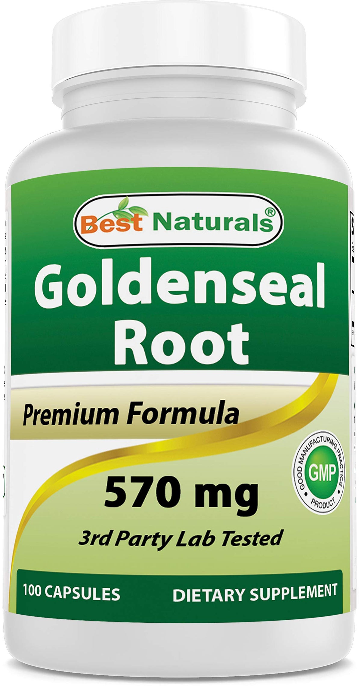 Best Naturals Goldenseal Root 570 mg bottle with 100 capsules