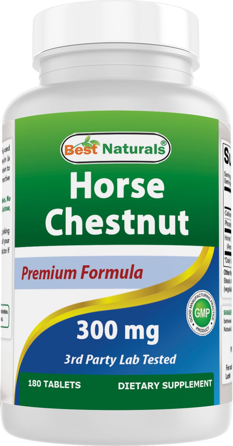 Bottle of Best Naturals Horse Chestnut extract 300 mg - 180 tablets