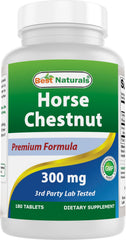 Bottle of Best Naturals Horse Chestnut extract 300 mg - 180 tablets