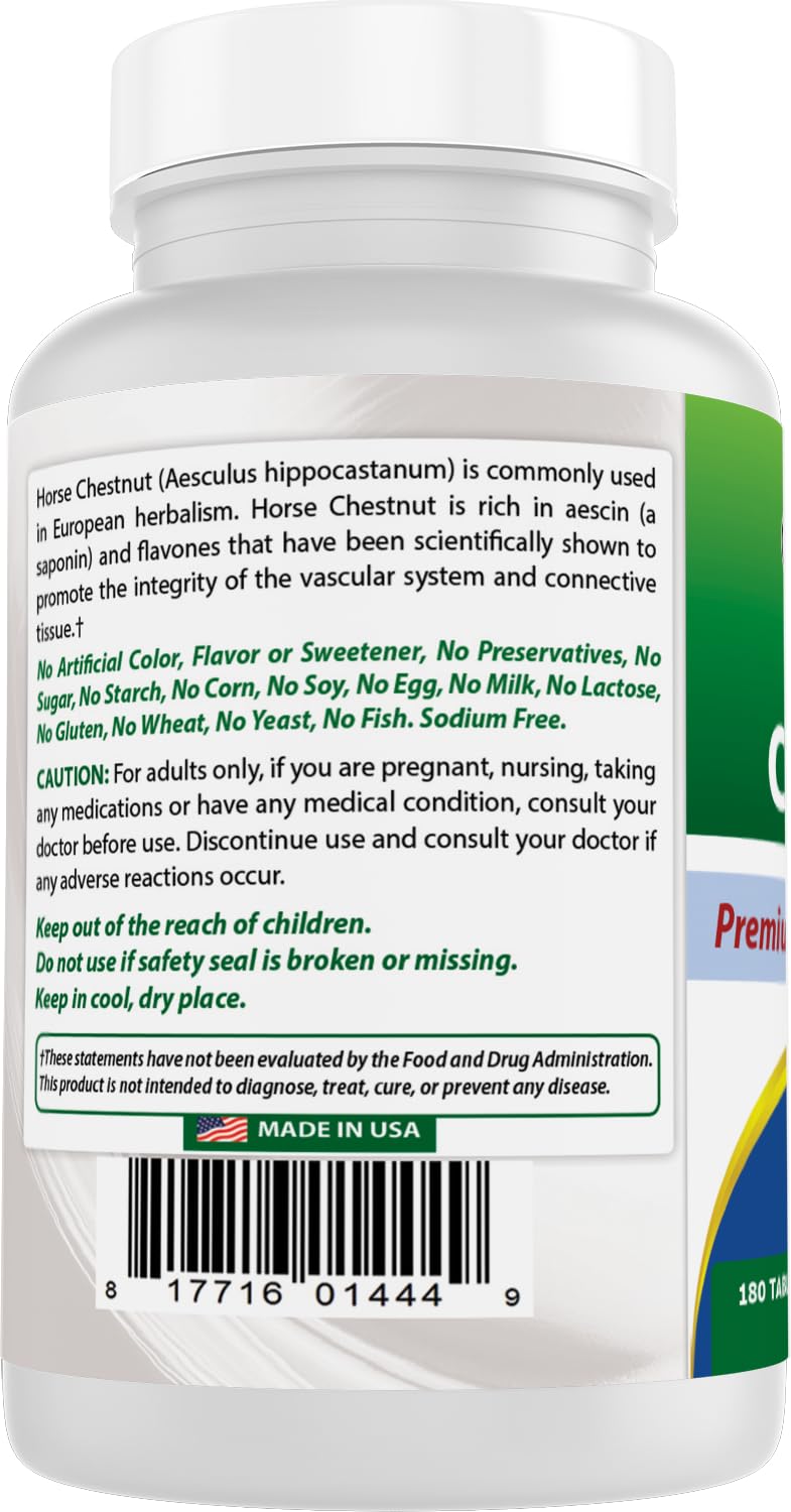 Packaging side view of Best Naturals Horse Chestnut extract bottle