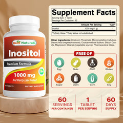 Close-up of Inositol 1000 mg per tablet