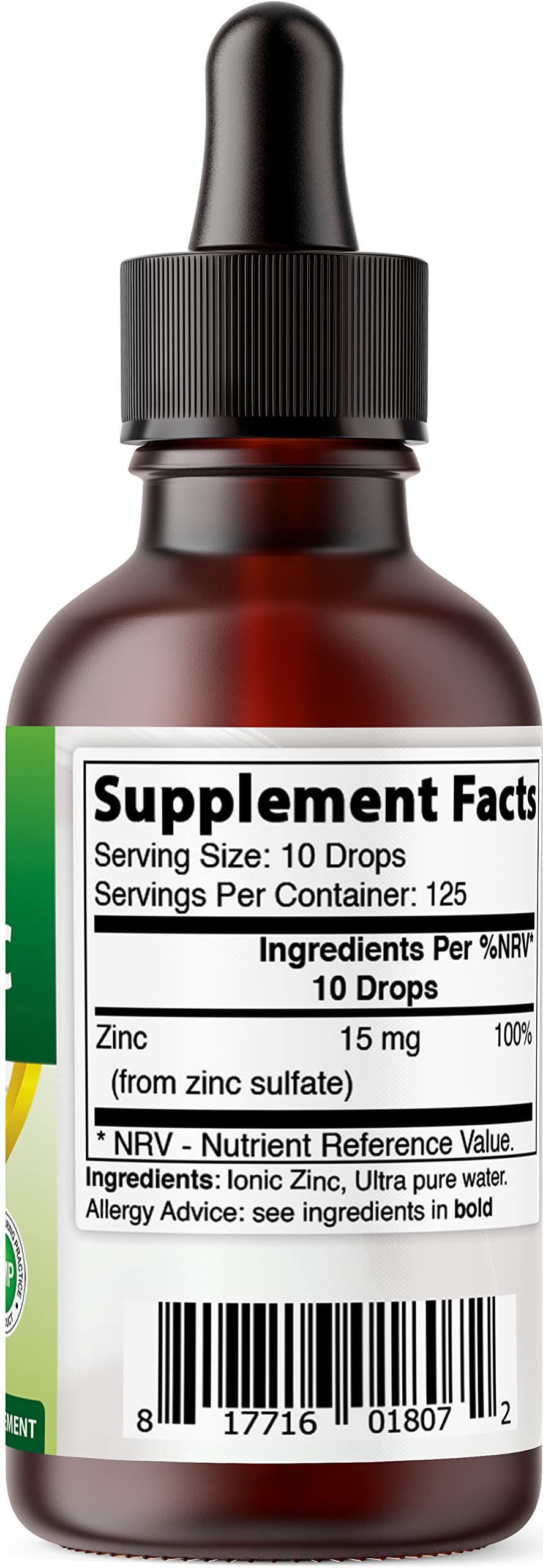 Label indicating USA-made, GMP compliant, FDA registered facility