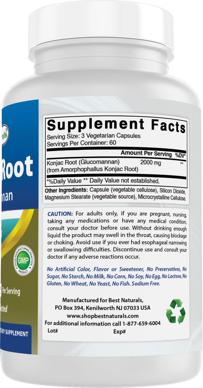 3rd party lab tested seal on Best Naturals Konjac Glucomannan