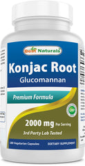 Front view of Best Naturals Konjac Root 2000mg bottle