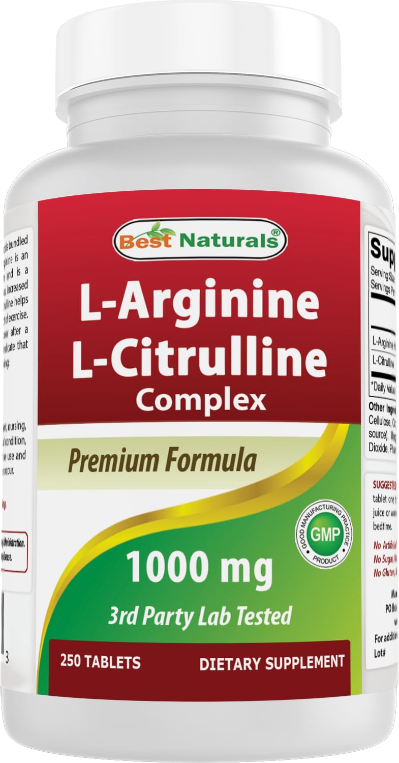 Bottle of Best Naturals L-Arginine L-Citruline Complex Tablets (250 Count)
