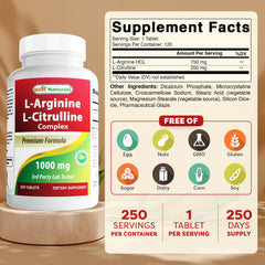 Close-up of a single L-Arginine L-Citrulline tablet