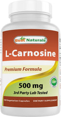 Bottle of Best Naturals L-Carnosine 500 mg 100 Vcaps