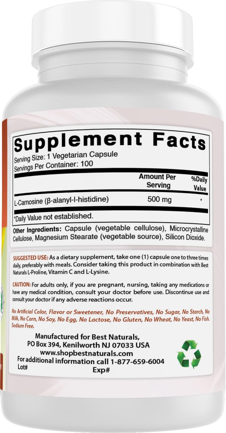 Non-GMO and gluten-free L-Carnosine capsules
