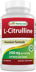 Front view of Best Naturals L-Citrulline 2000mg serving bottle
