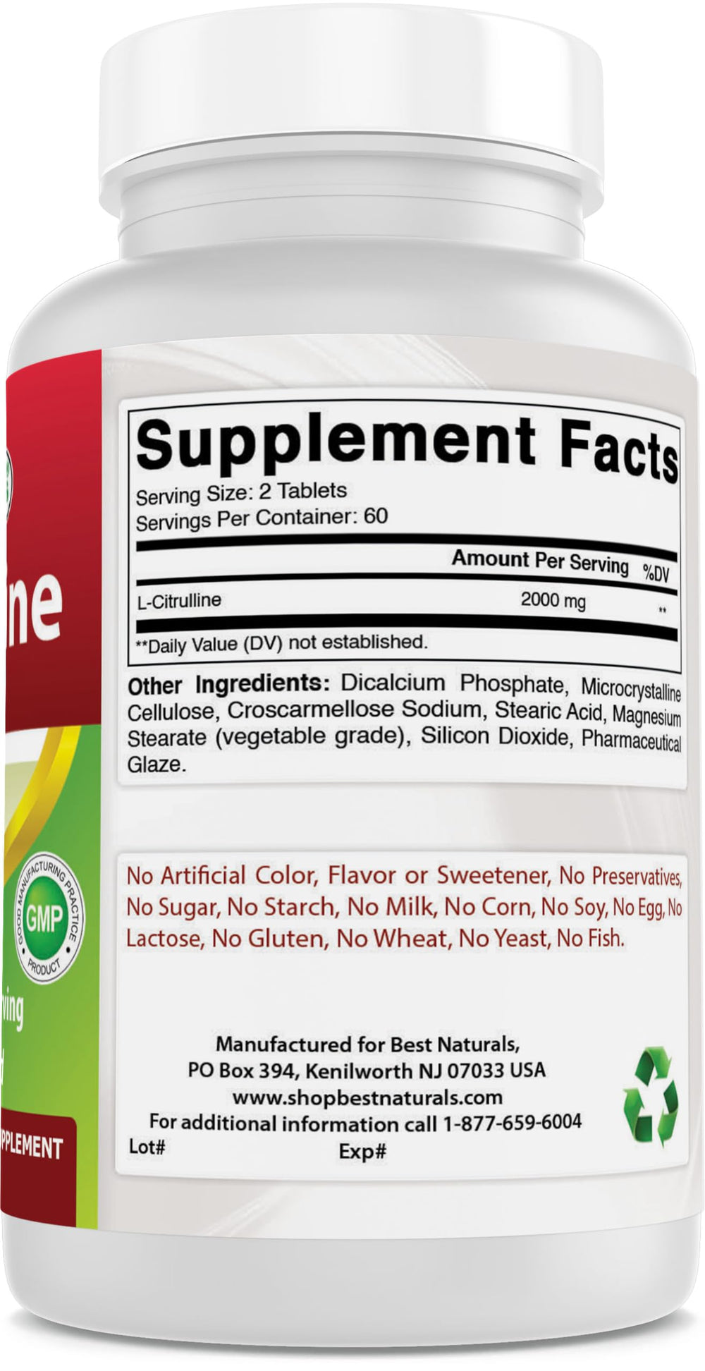 Packaged bottle with seal and 120 tablets