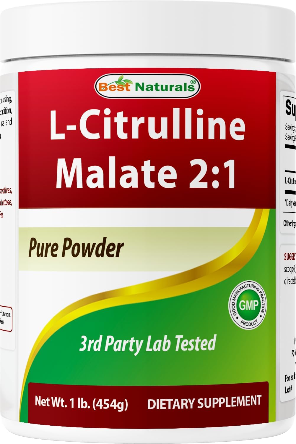 Best Naturals L-Citrulline Malate bottle showing 1 lb container for daily use