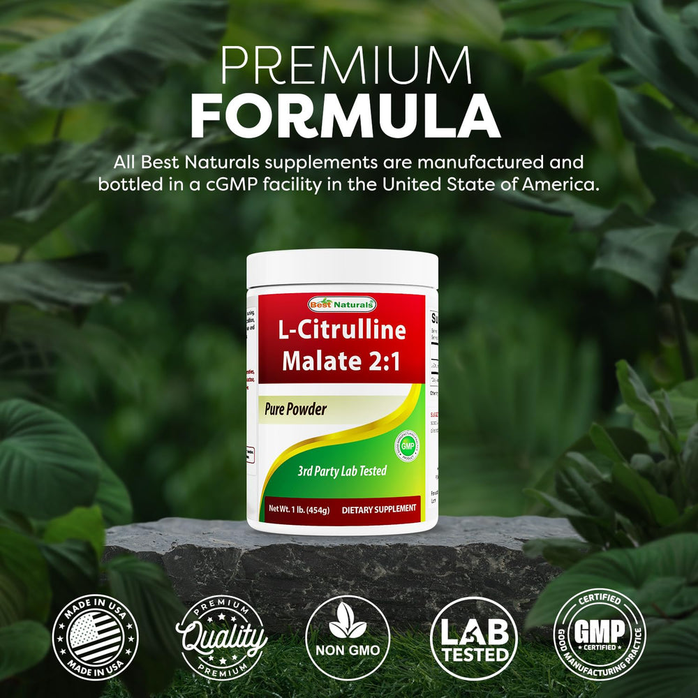 Best Naturals L-Citrulline Malate glass-mix showing neutral powder blending in water