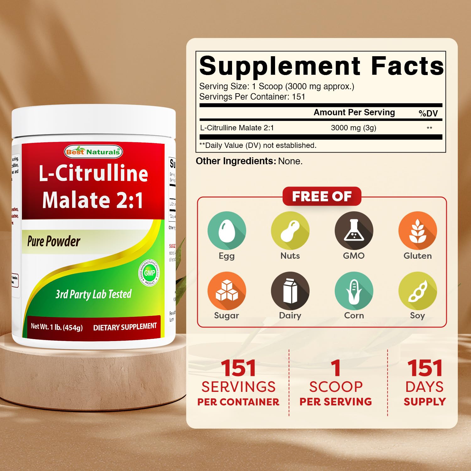 Best Naturals L-Citrulline Malate scoop for easy portioning in shakes