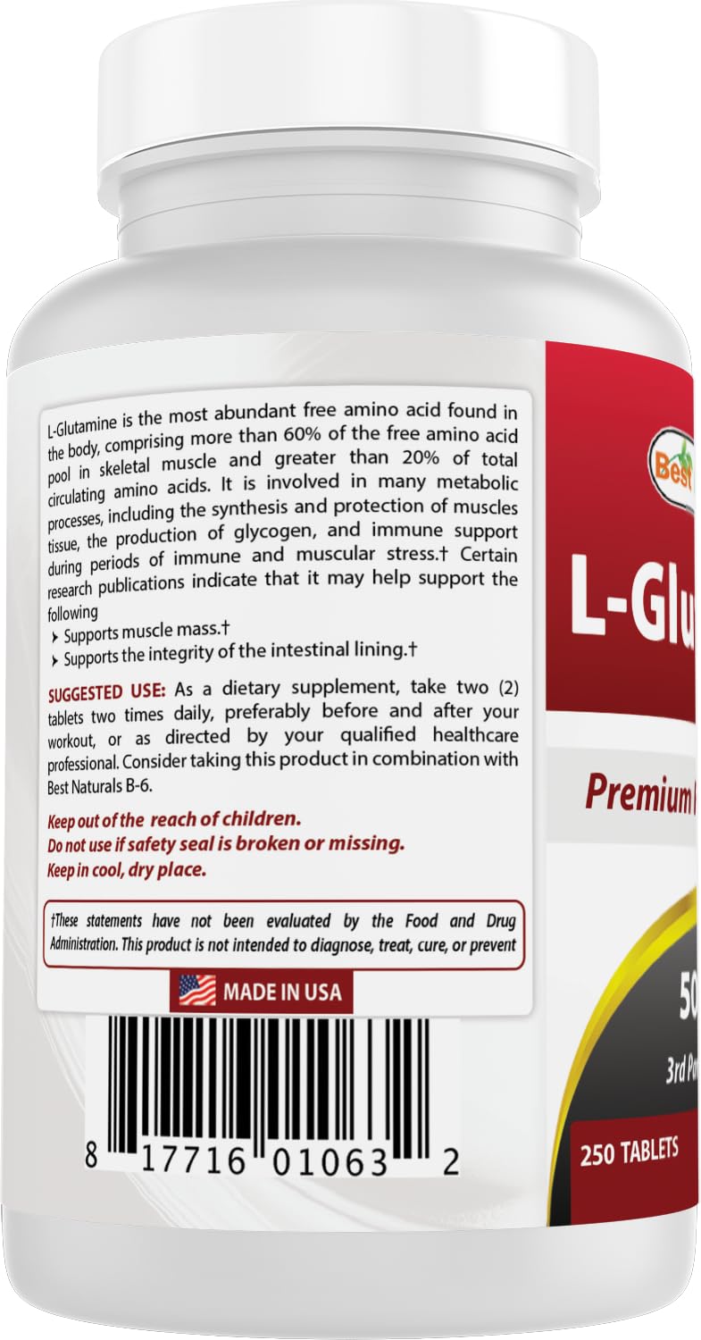 Pack of 2 bottles of Best Naturals L-Glutamine 500mg