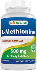 Front label of Best Naturals L-Methionine 500 mg bottle