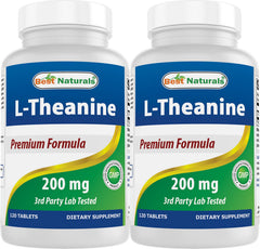 Front view of Best Naturals L-Theanine 200mg bottle