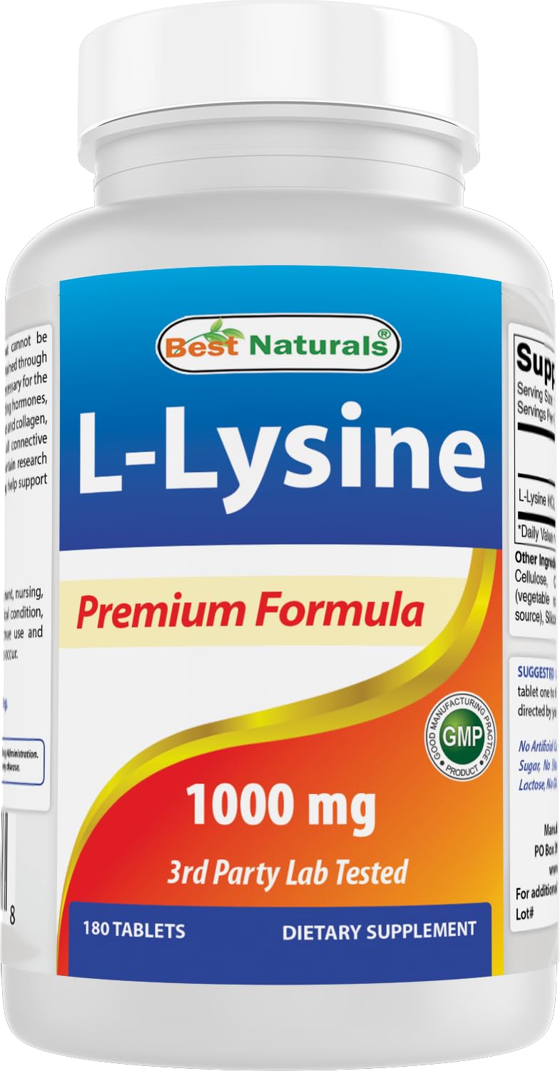 Best Naturals L-Lysine 1000mg 180 tablets bottle hero