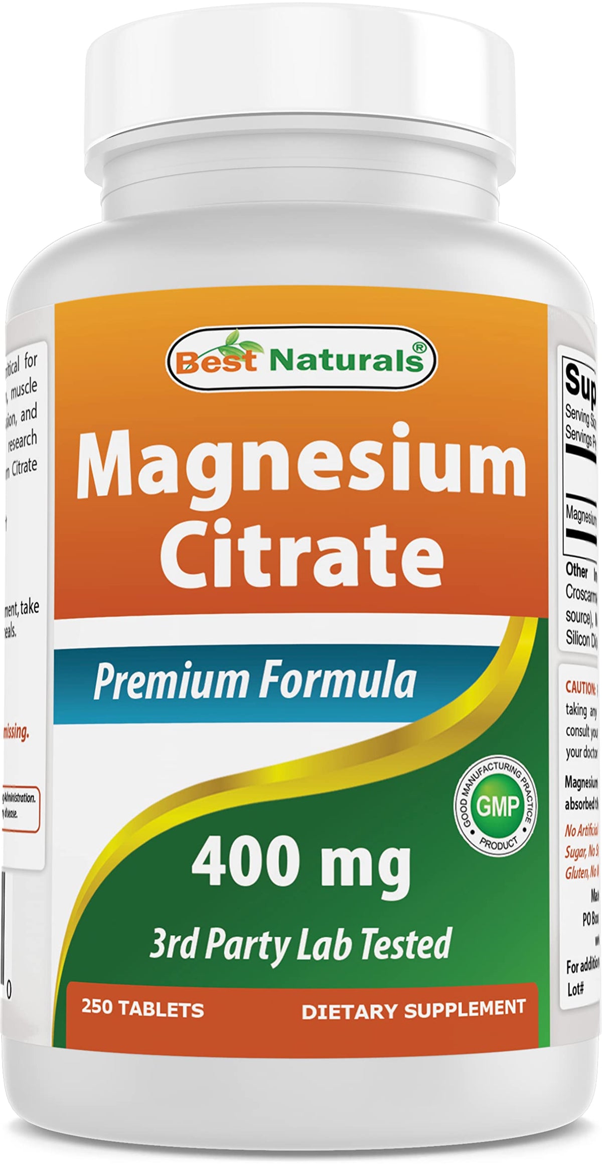 Best Naturals Magnesium Citrate 400 mg bottle – 250 tablets