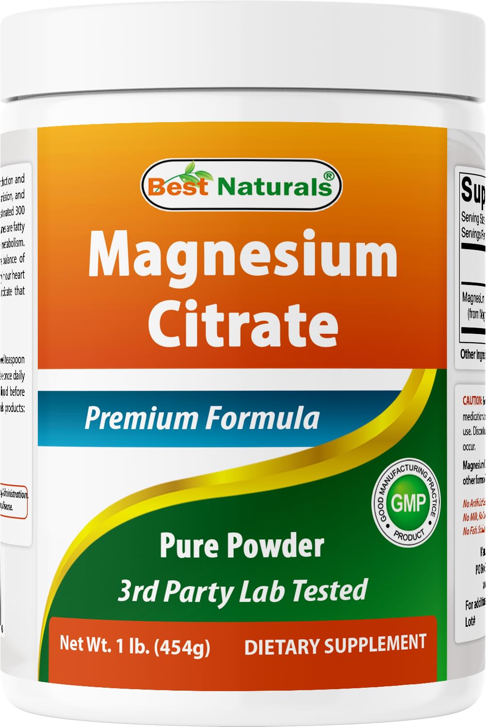 Front label of Best Naturals Magnesium Citrate Powder 1 lb
