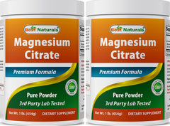 Front view of Best Naturals Magnesium Citrate Powder bottle - 1 lb pack of 2