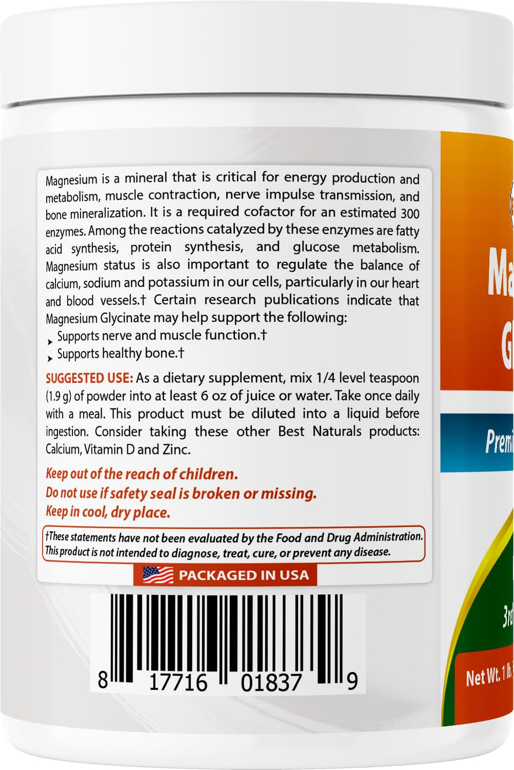 Two-pack box of Best Naturals Magnesium Glycinate Powder