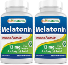 Best Naturals Melatonin 12 mg bottle - front view