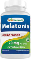 Front view of Best Naturals Melatonin 20mg bottle