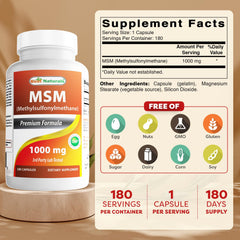 Close-up of MSM 1000 mg capsules