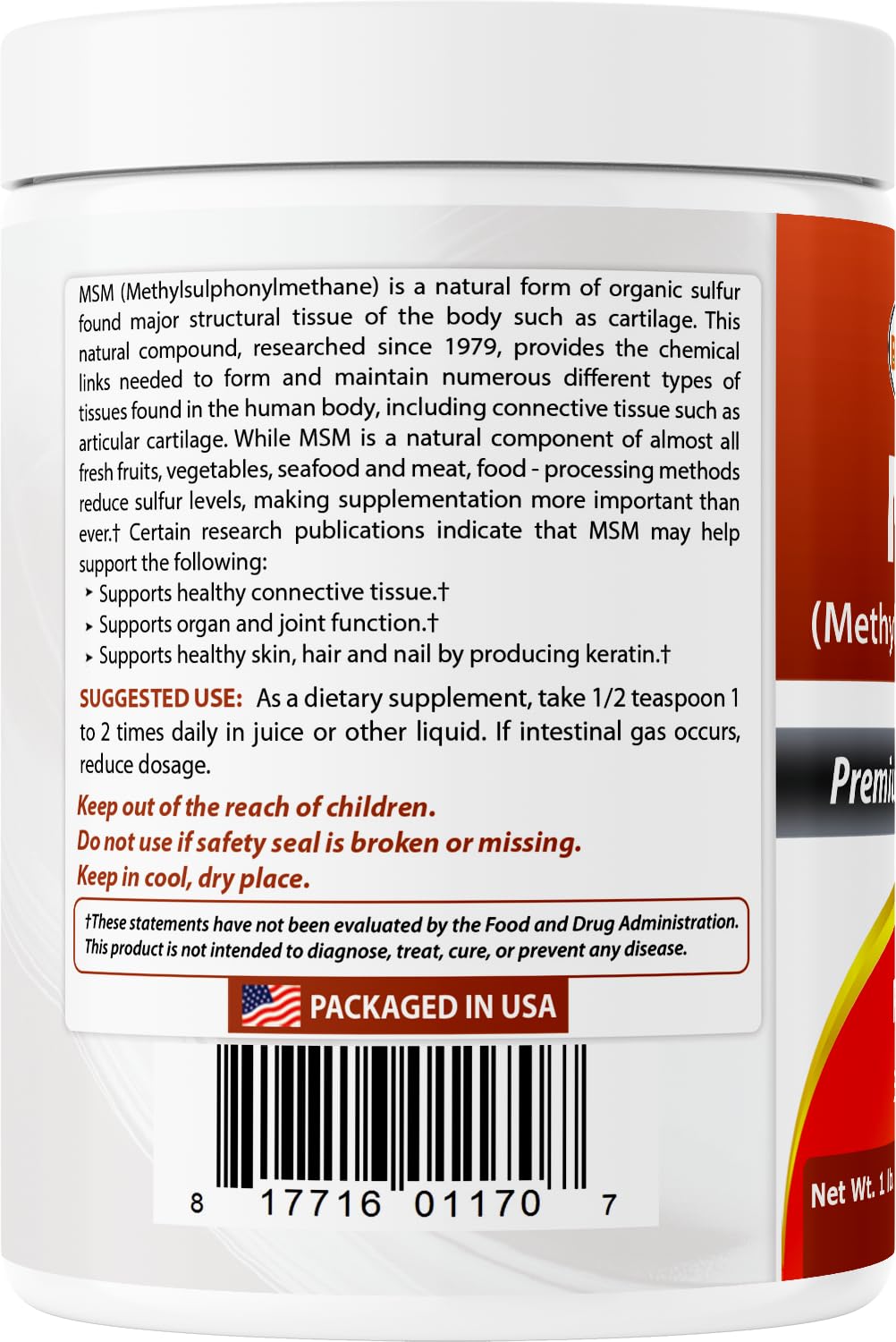Gluten-free and Non-GMO MSM powder certification