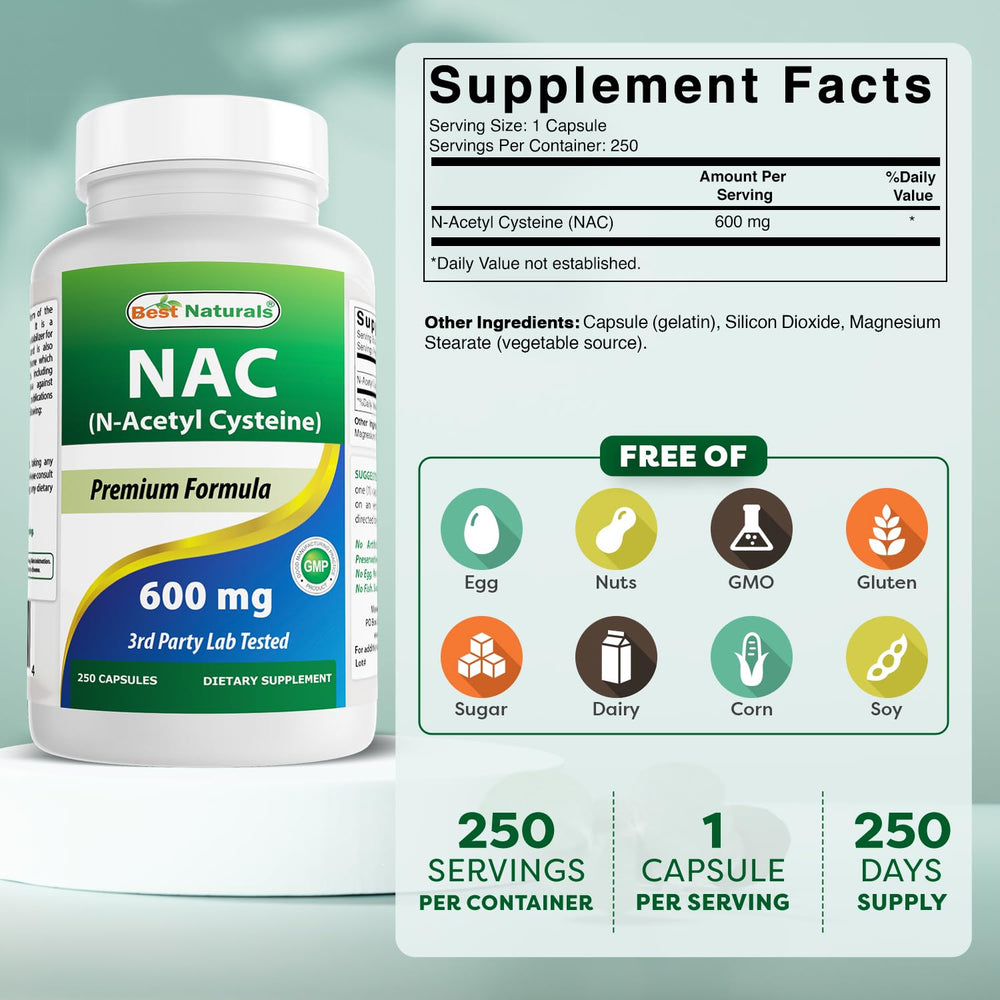 NAC 600 mg bottle close-up label