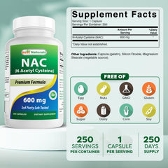 NAC 600 mg bottle close-up label