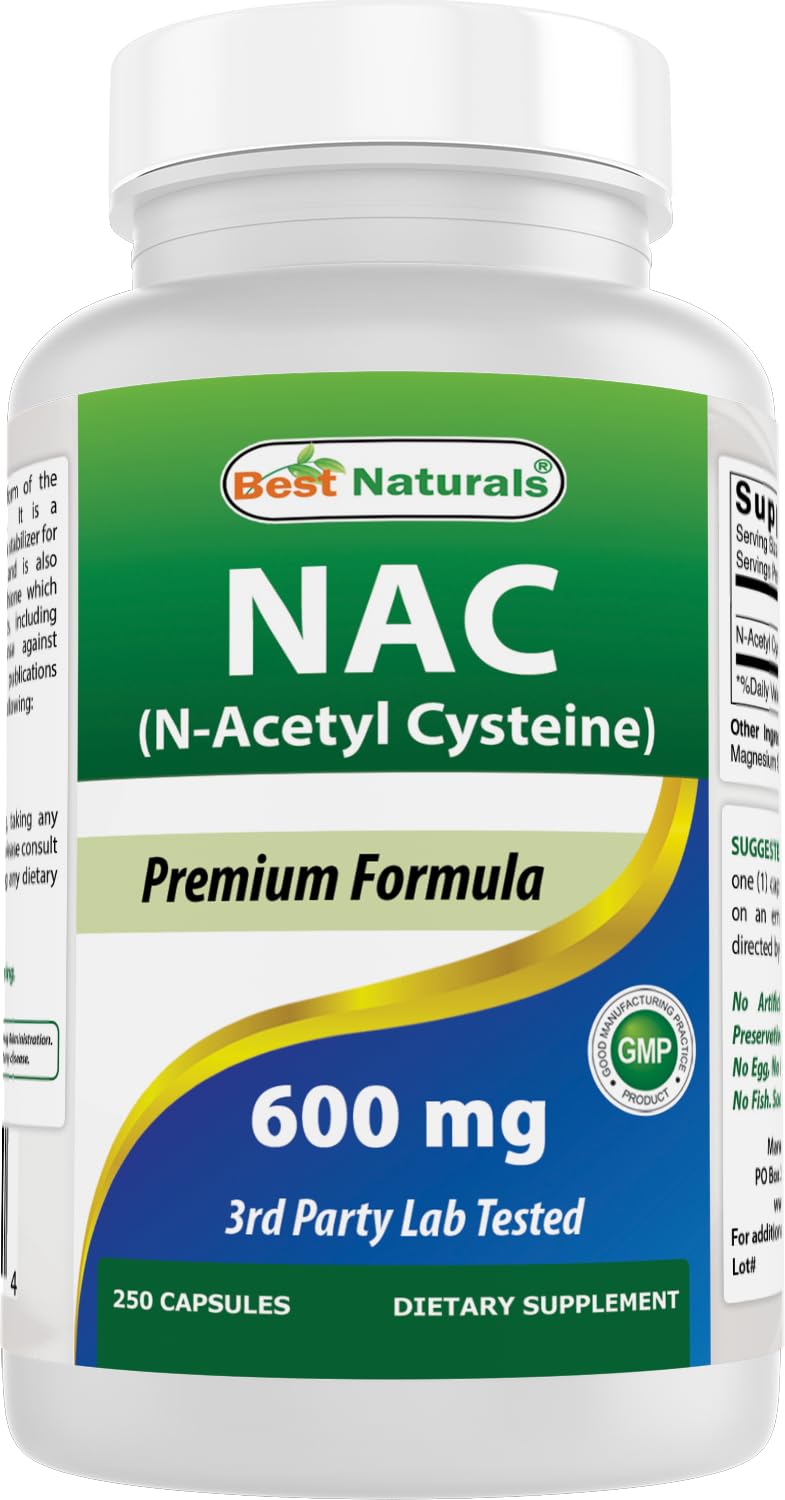 Best Naturals NAC 600 mg 250 capsules bottle