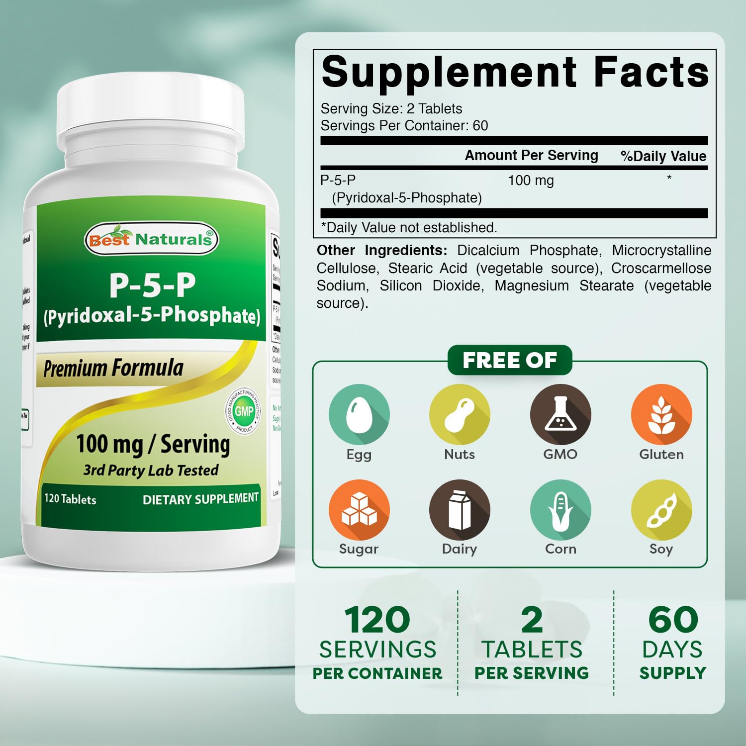 Pyridoxal 5 Phosphate (P5P) – active form of Vitamin B6 bottle