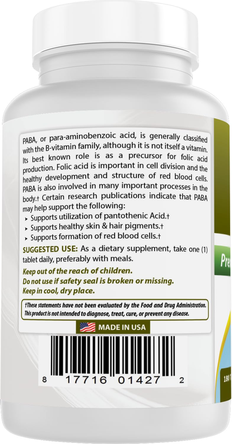 Best Naturals PABA 500 mg bottle on white background