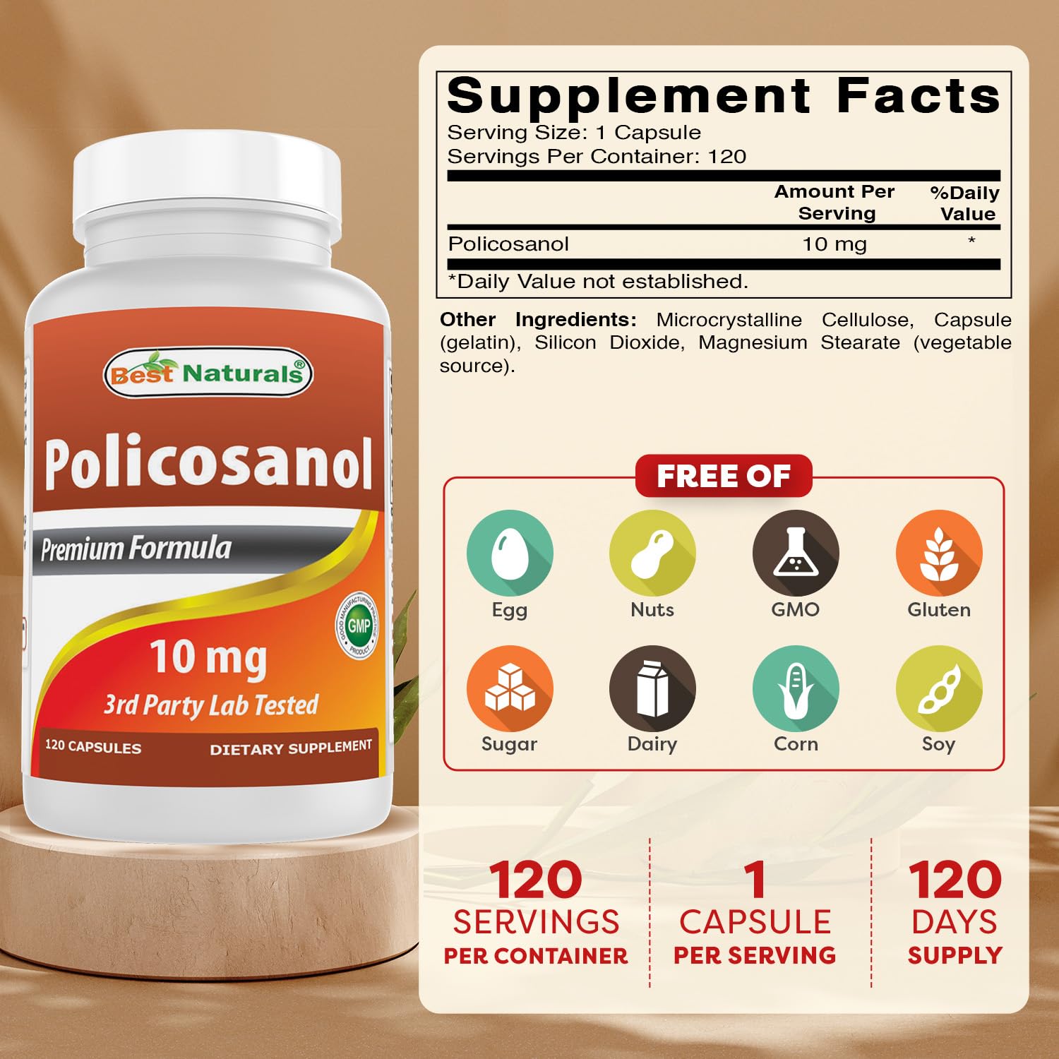 Close-up of Policosanol capsules