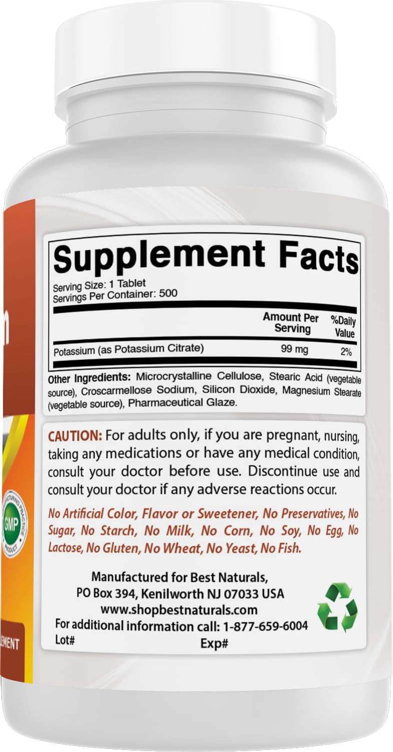 Ingredient panel of Best Naturals Potassium Citrate