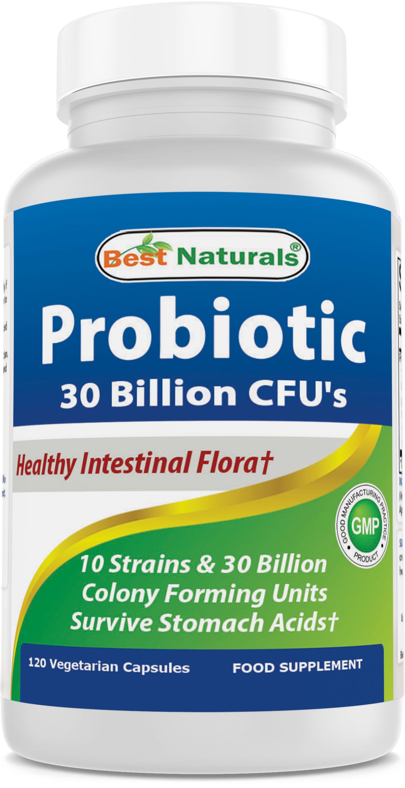 Bottle of Best Naturals Probiotic with 10 strains and 30 Billion CFU
