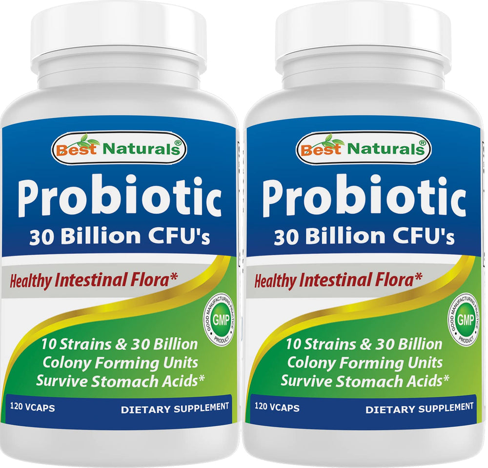 Front view of Best Naturals Probiotic bottle - 120 veggie capsules, 2-pack