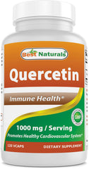 Front view of Best Naturals Quercetin 1000 mg 120 veggie capsules bottle