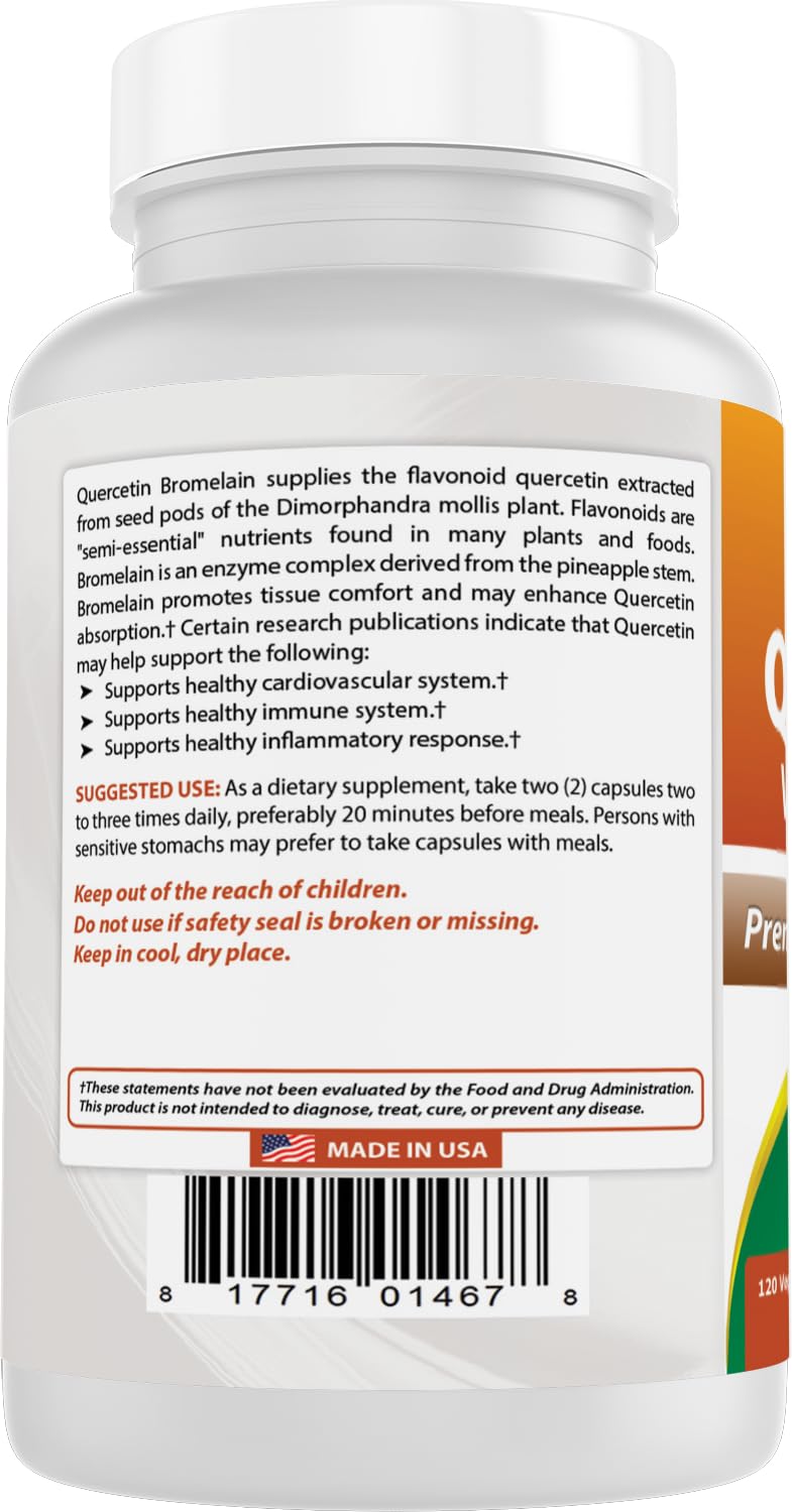 Packaging and box of Best Naturals Quercetin with Bromelain Veggie Capsules