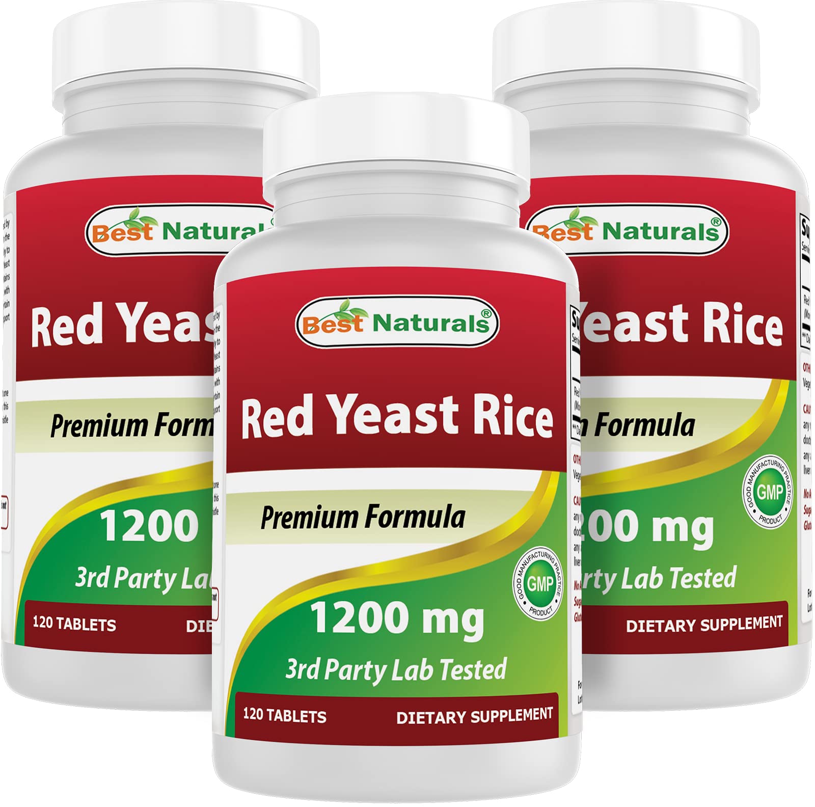 Best Naturals Red Yeast Rice 1200 mg bottle – front view
