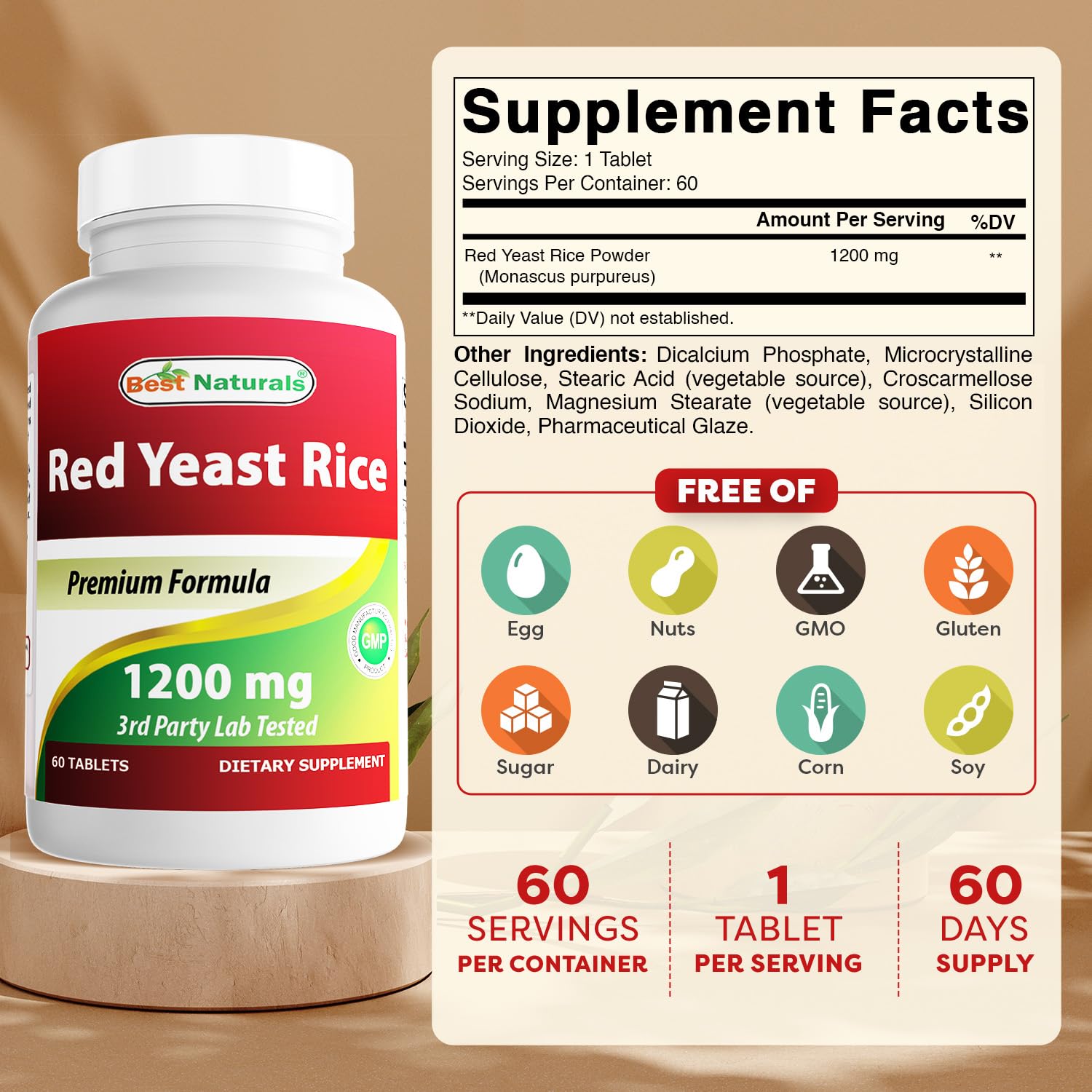 Label shows 1200 mg per tablet and 60 tablets per bottle