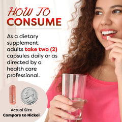 Open bottle with capsules displayed on white background