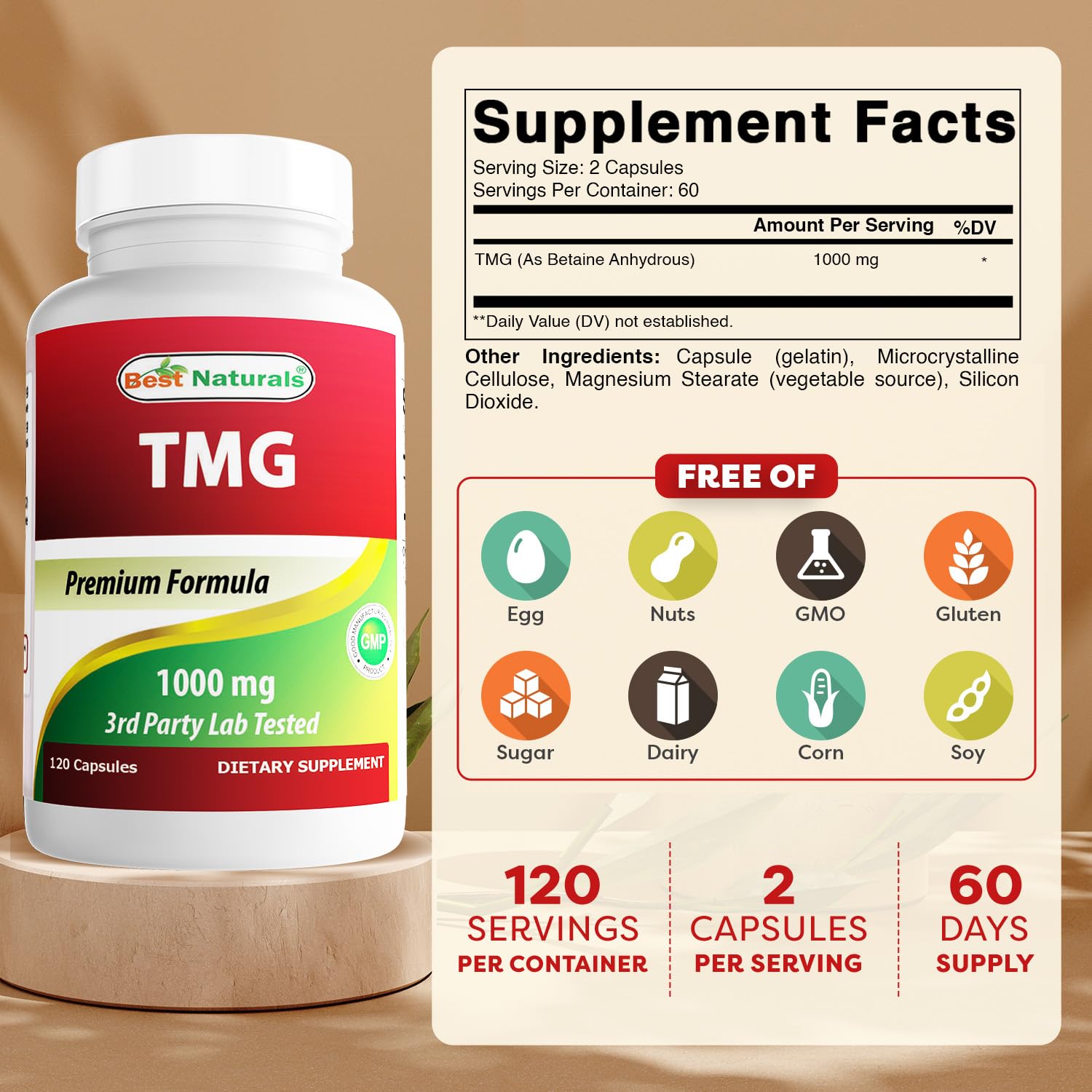 Serving size image showing 1000 mg TMG per serving