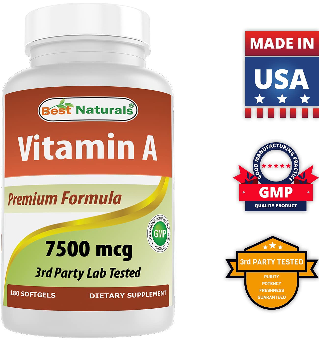 Product image of Best Naturals Vitamin A 25000 IU softgels - USA made