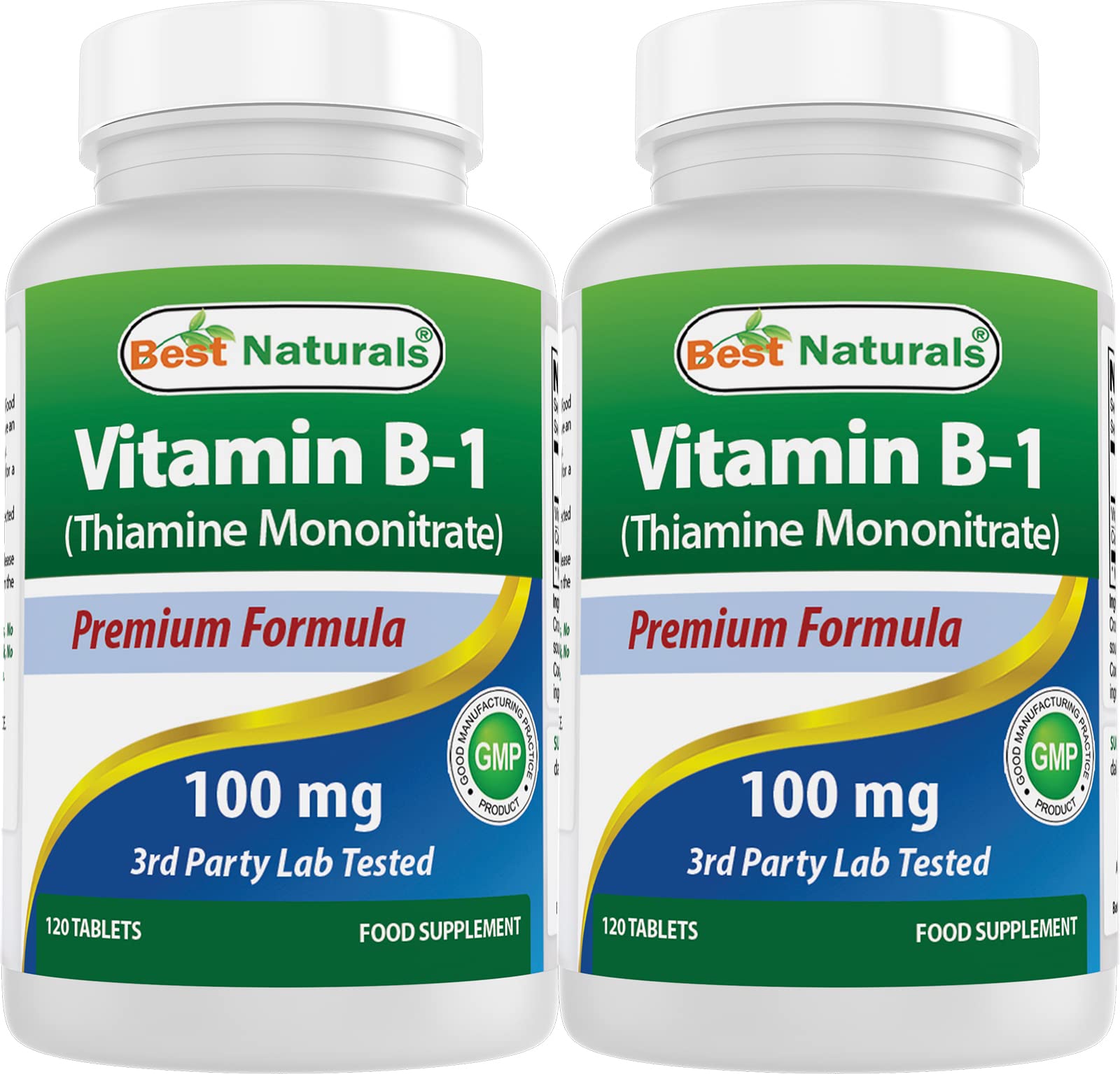 Front view of Best Naturals Vitamin B1 Thiamine Mononitrate bottle