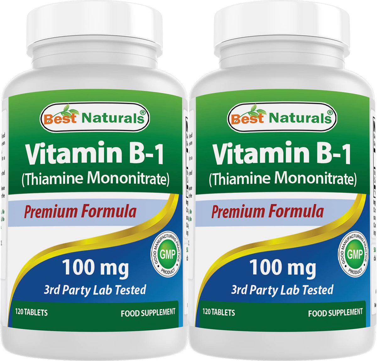 Front view of Best Naturals Vitamin B1 Thiamine Mononitrate bottle